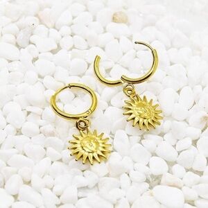 18k Gold Plated Sun Hoop Earrings